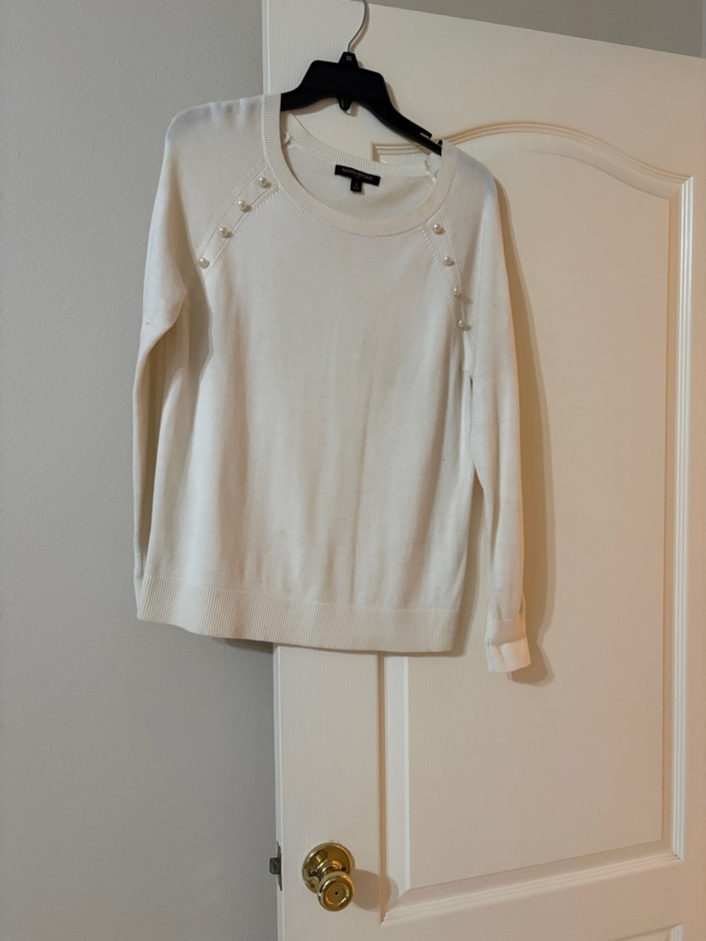 Banana Republic Cream Sweater with Pearl Accents